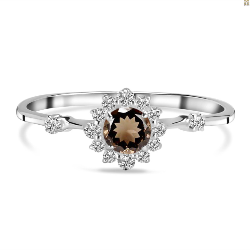 Smoky & White Topaz Ring SMY-RDR-1937.