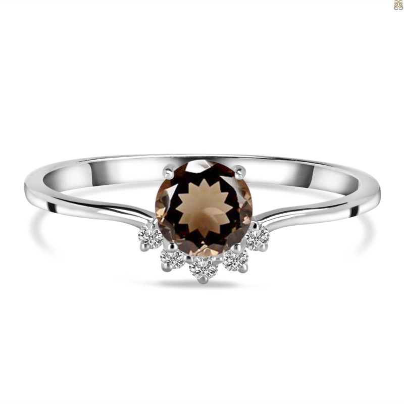 Smoky & White Topaz Ring SMY-RDR-1942.
