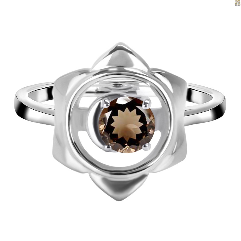 Smoky Chakra & Crescent Moon Ring SMY-RDR-2140.