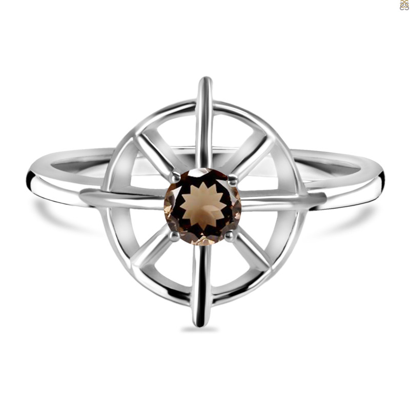 Smoky Dharma Wheel Ring SMY-RDR-2147.
