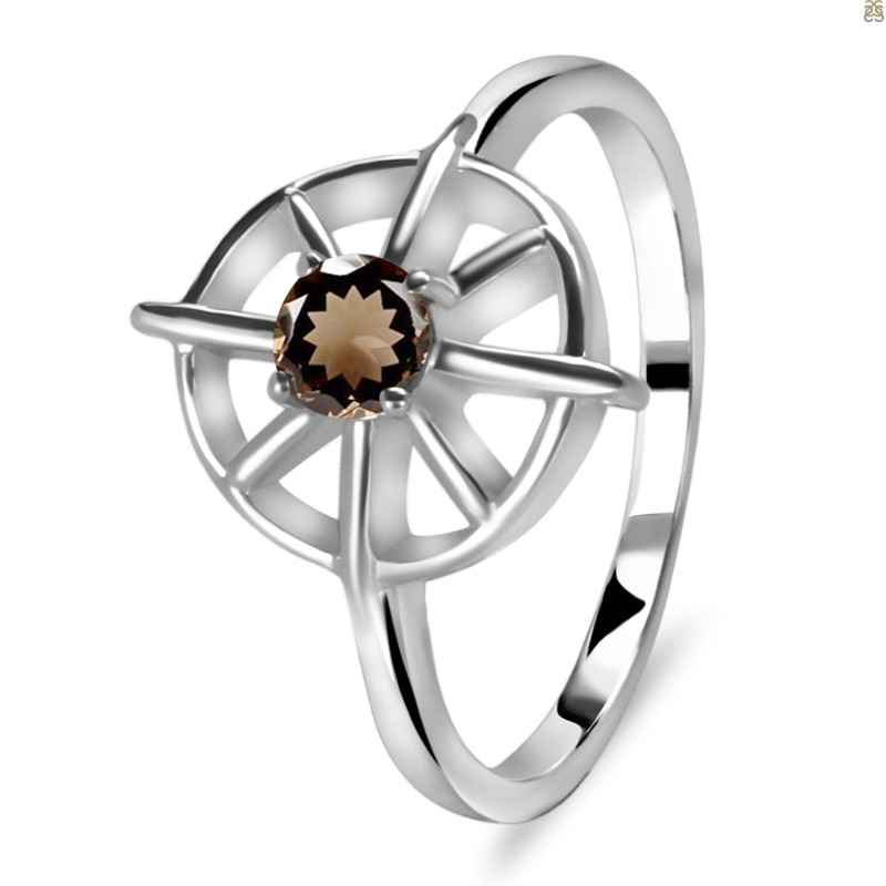Smoky Dharma Wheel Ring SMY-RDR-2147.