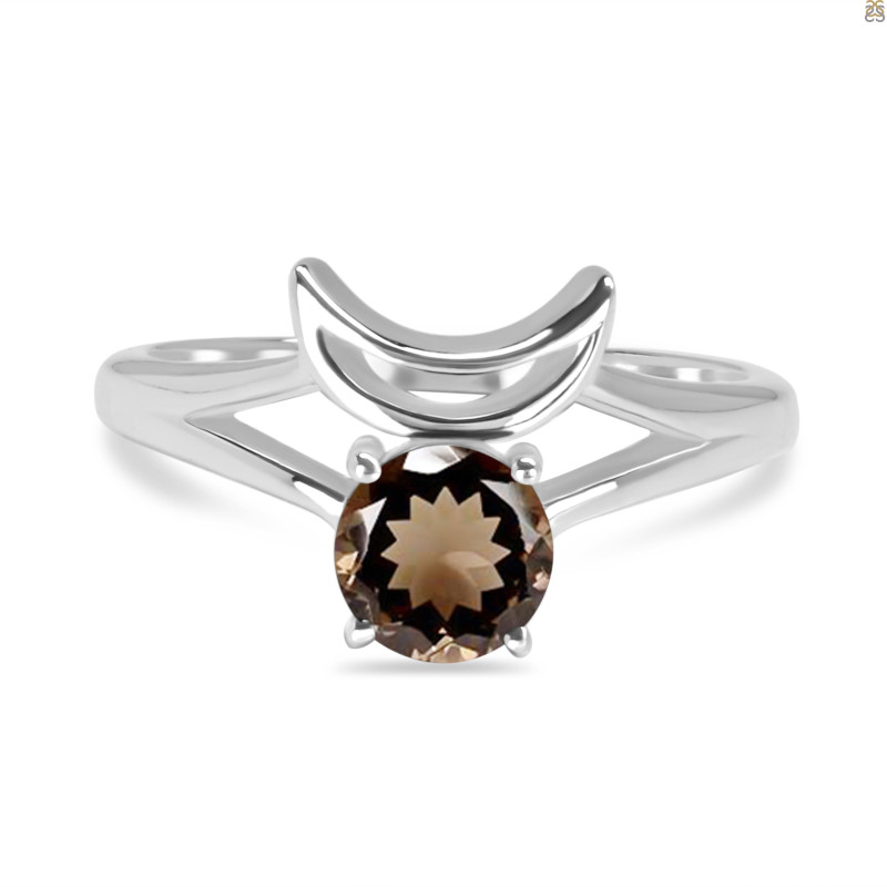 Smoky Crescent Moon Ring SMY-RDR-2151.