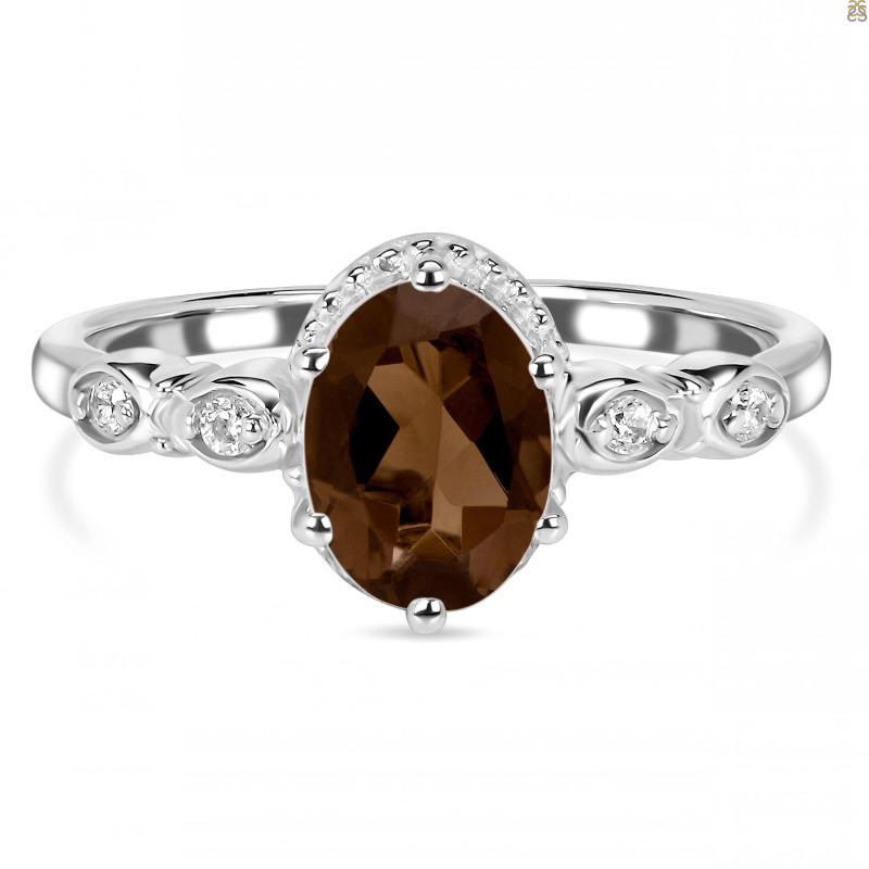 Smoky & White Topaz Ring SMY-RDR-2182.