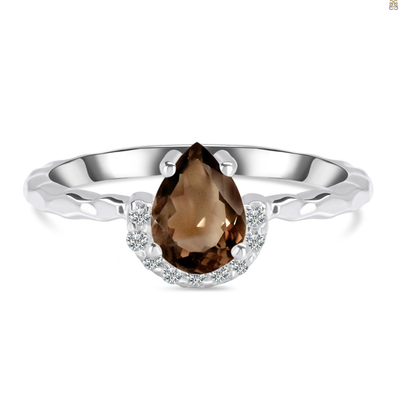 Smoky & White Topaz Ring SMY-RDR-2192.