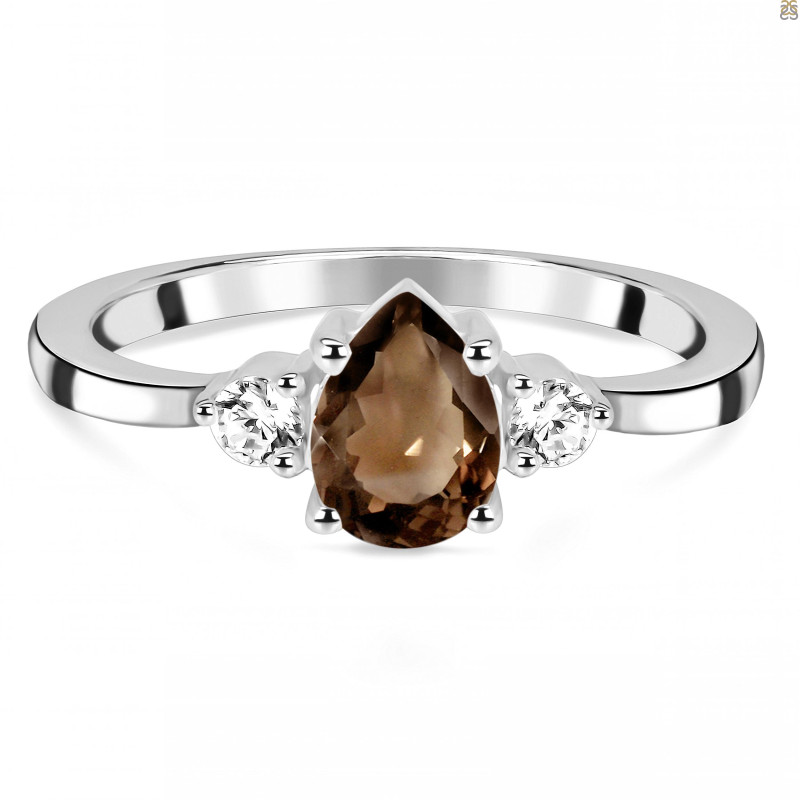 Smoky & White Topaz Ring SMY-RDR-2213.
