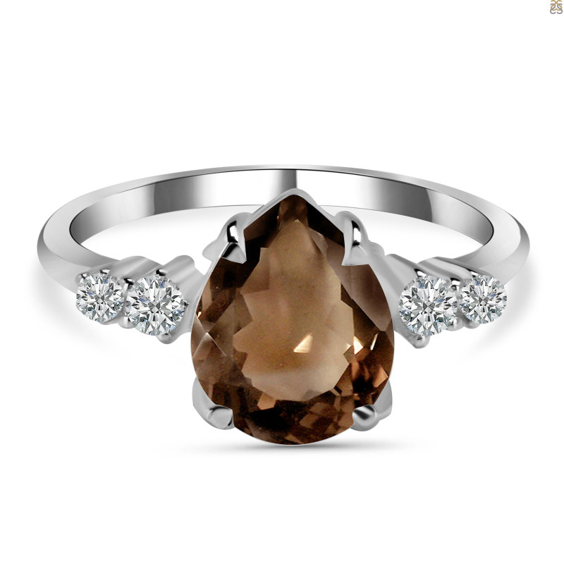 Smoky & White Topaz Ring SMY-RDR-2216.