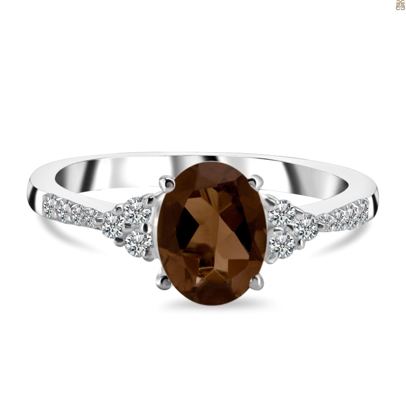 Smoky & White Topaz Ring SMY-RDR-2219.