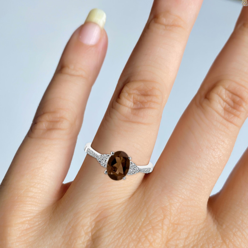 Smoky & White Topaz Ring SMY-RDR-2219.