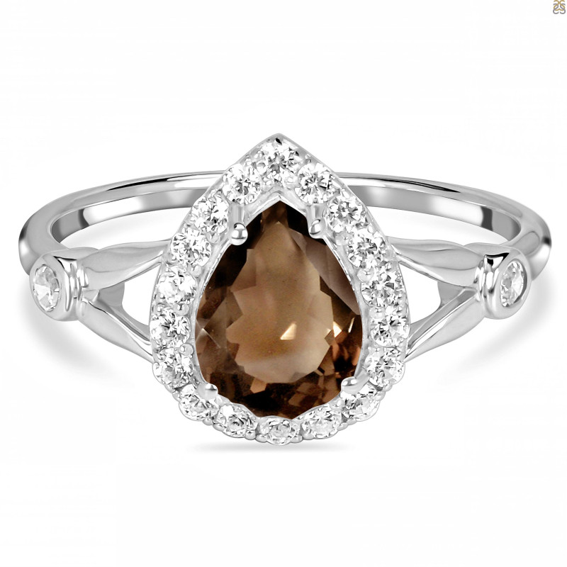 Smoky & White Topaz Ring SMY-RDR-2243.