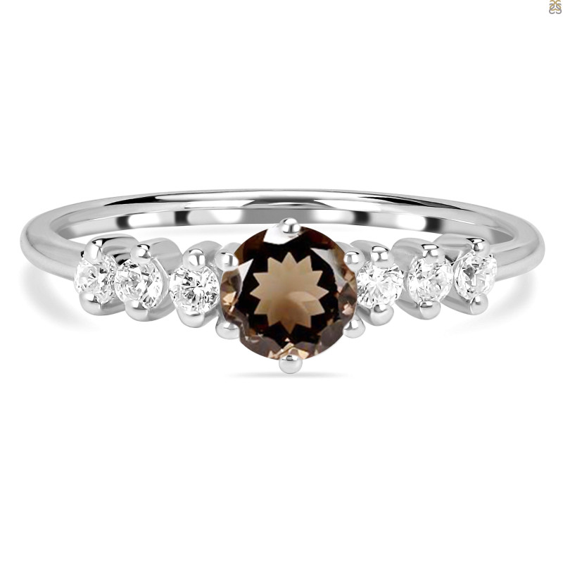 Smoky & White Topaz Ring SMY-RDR-2259.