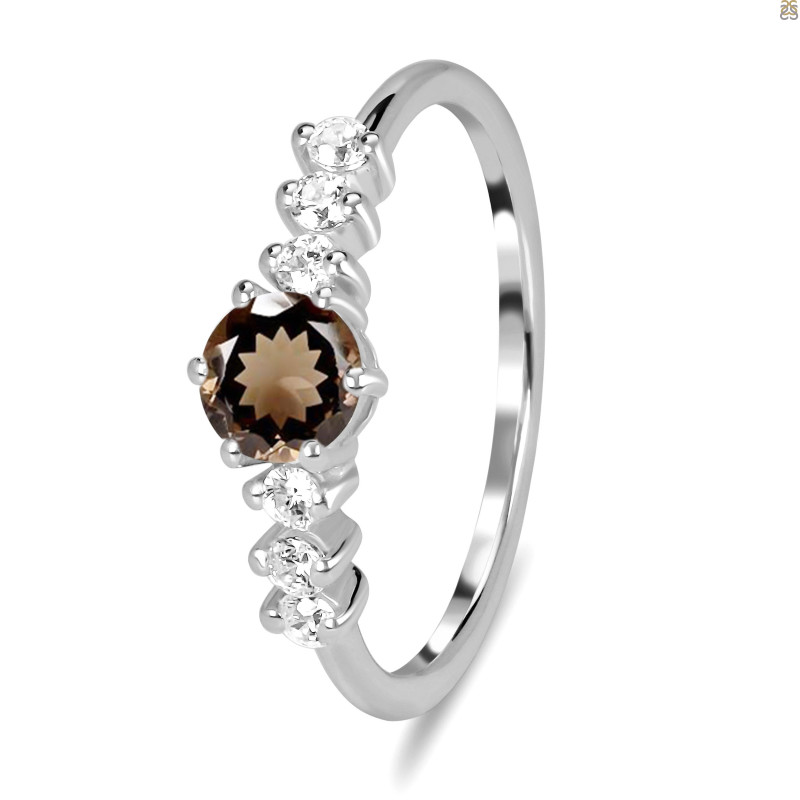 Smoky & White Topaz Ring SMY-RDR-2259.