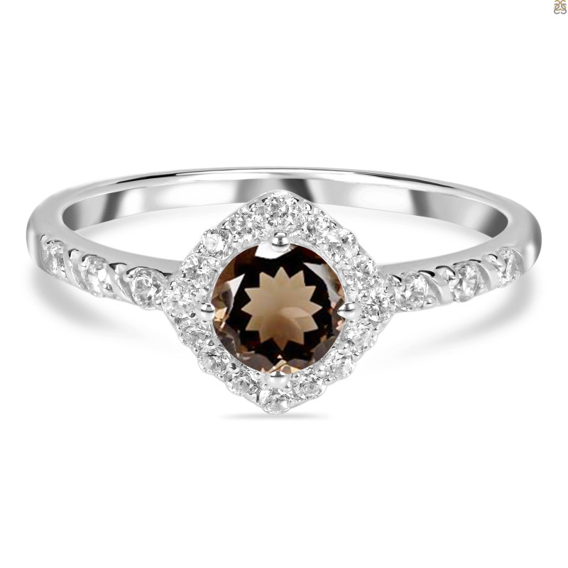 Smoky & White Topaz Ring SMY-RDR-2260.