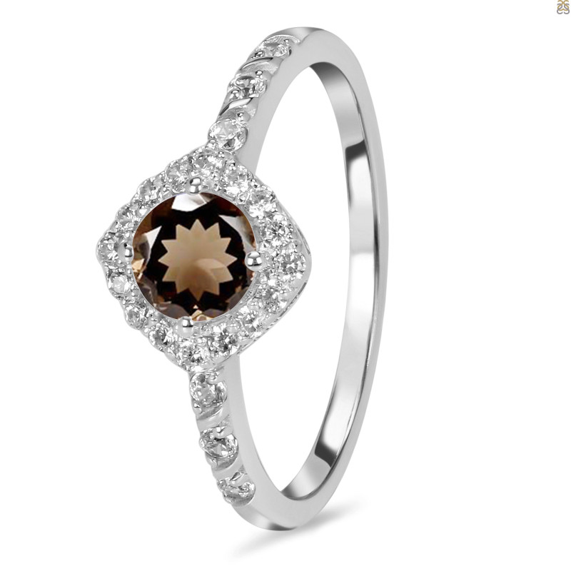 Smoky & White Topaz Ring SMY-RDR-2260.