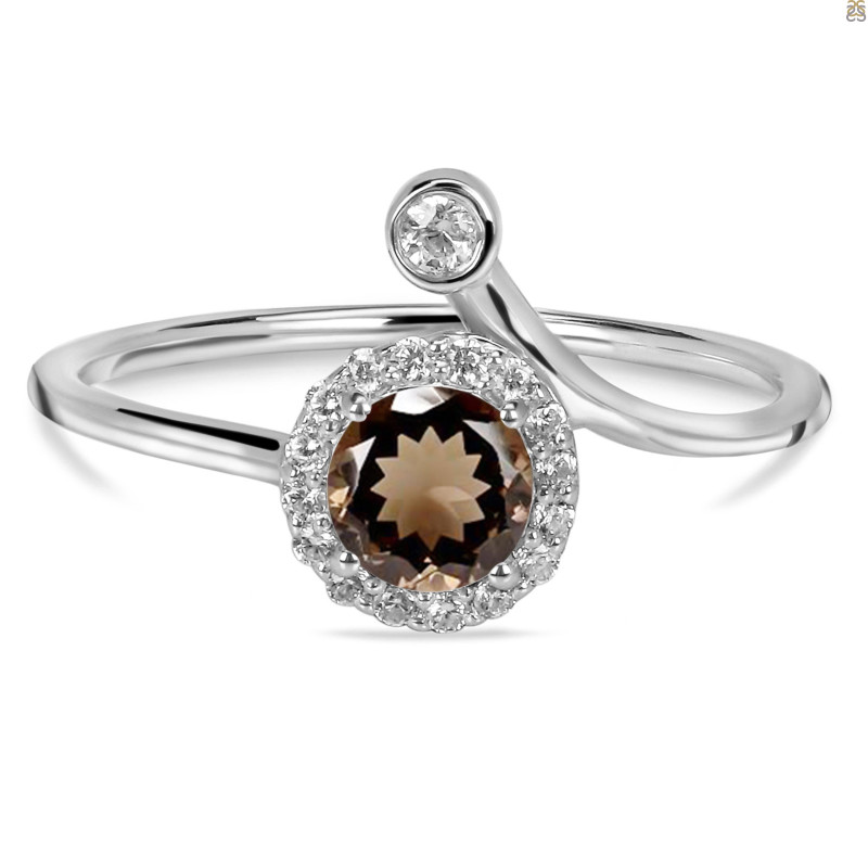 Smoky & White Topaz Ring SMY-RDR-2261.