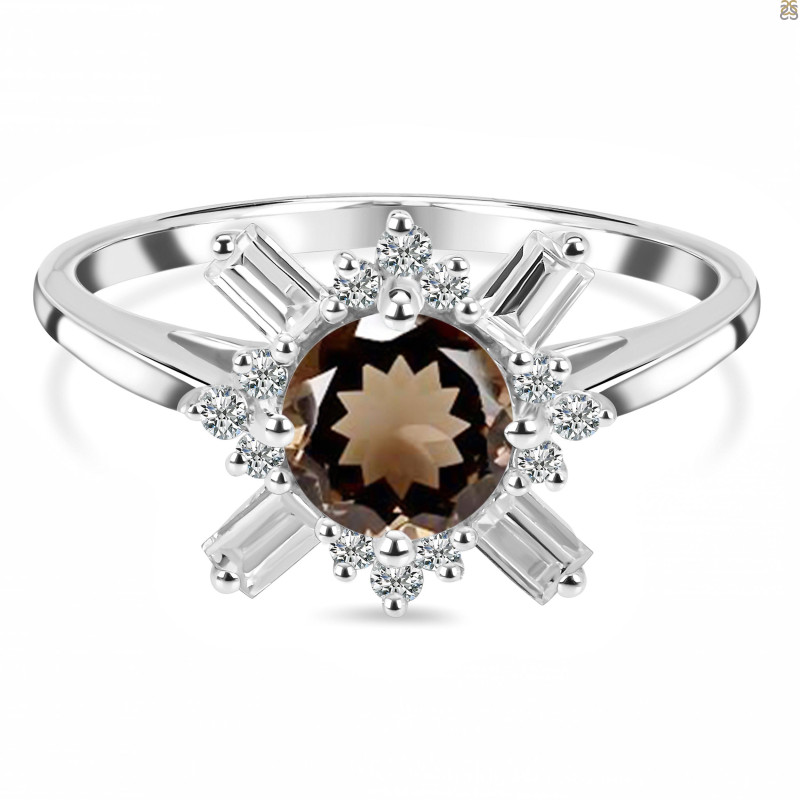 Smoky & White Topaz Ring SMY-RDR-2264.