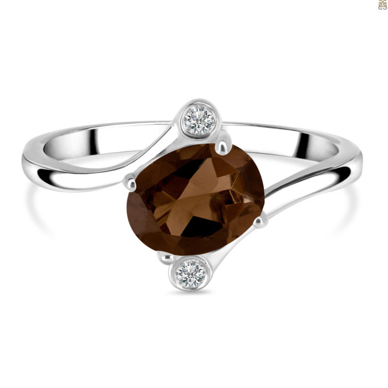 Smoky & White Topaz Ring SMY-RDR-3264.
