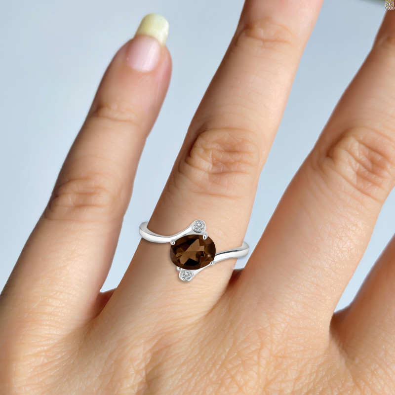 Smoky & White Topaz Ring SMY-RDR-3264.
