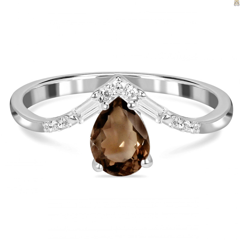 Smoky & White Topaz Ring SMY-RDR-2283.