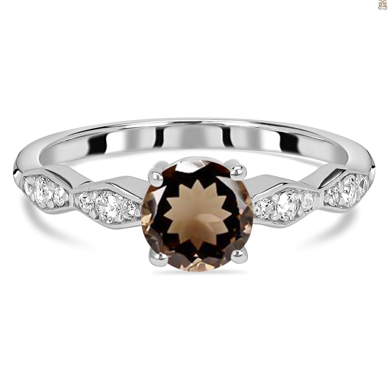 Smoky & White Topaz Ring SMY-RDR-2288.