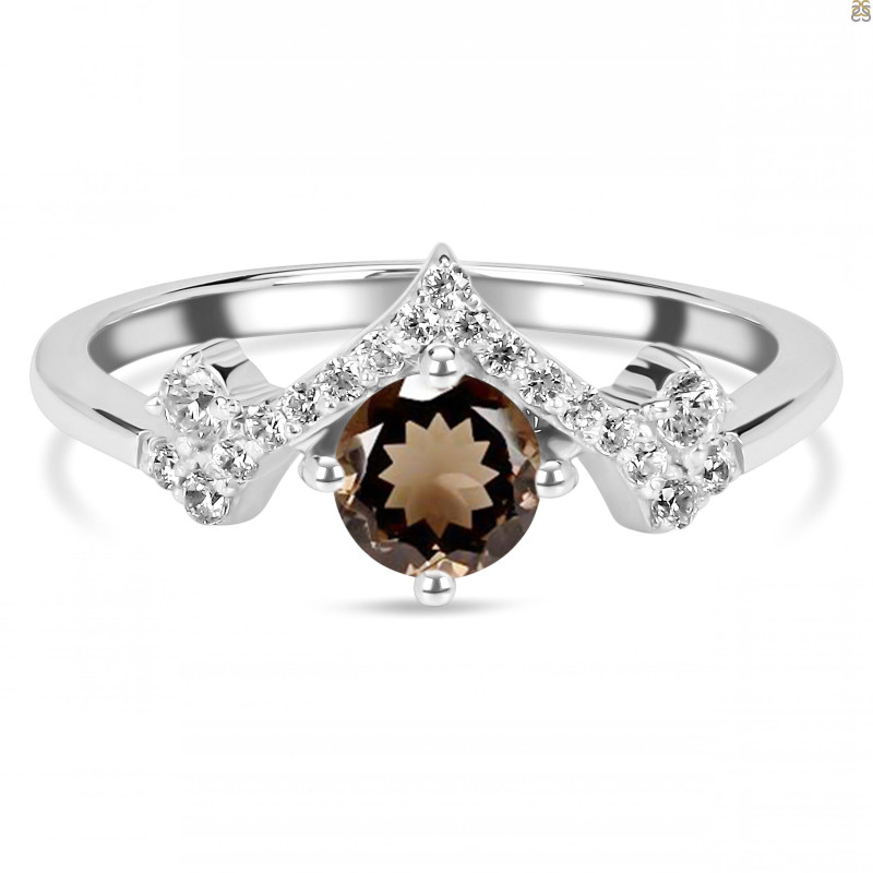Smoky & White Topaz Ring SMY-RDR-2296.