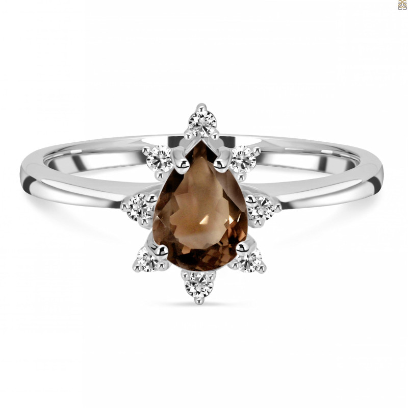 Smoky & White Topaz Ring SMY-RDR-2305.