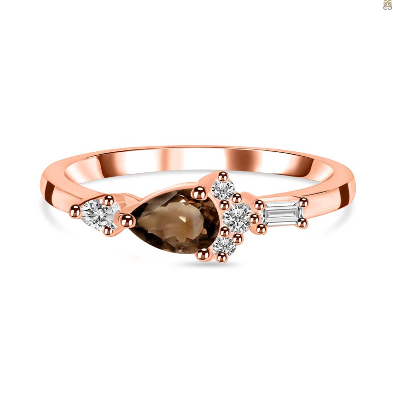 Smoky & White Topaz Ring SMY-RDR-2389.