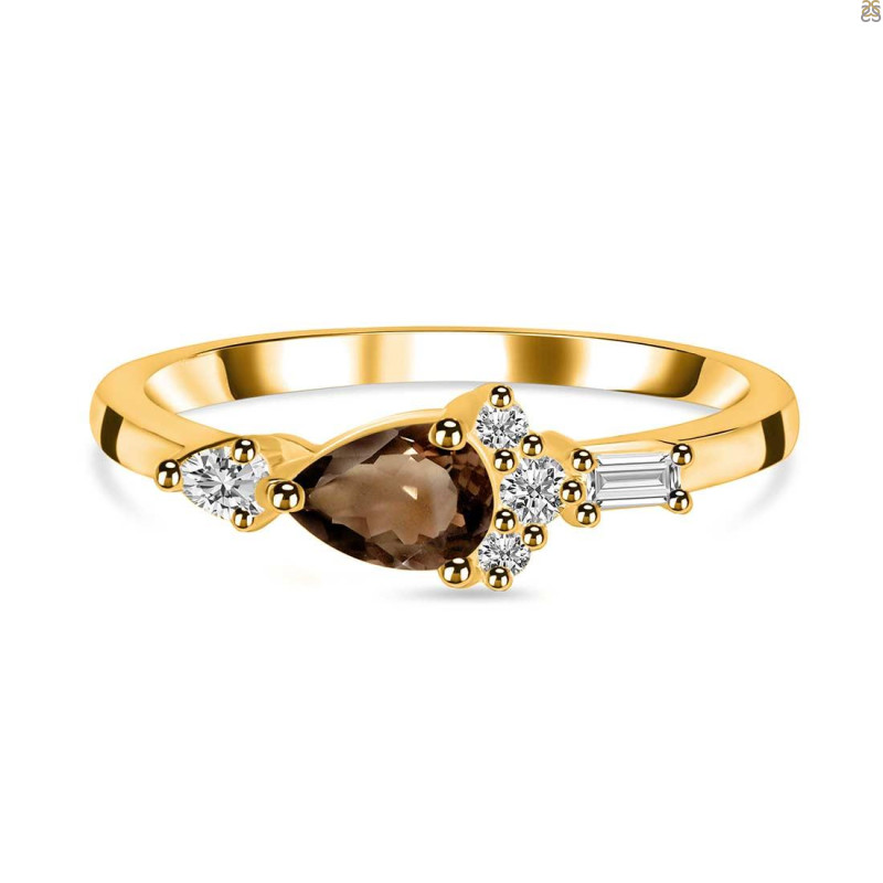 Smoky & White Topaz Ring SMY-RDR-2389.