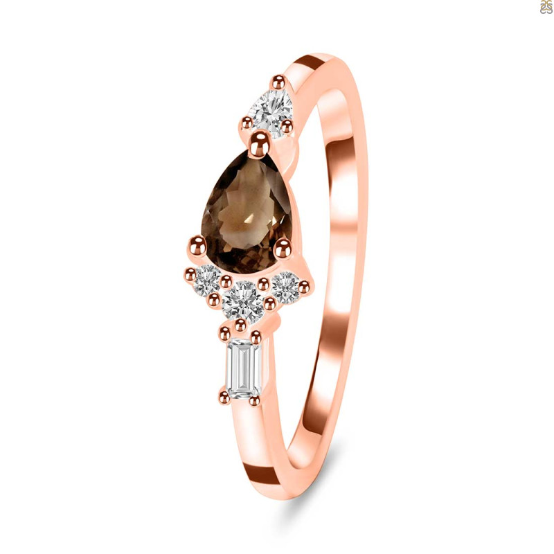 Smoky & White Topaz Ring SMY-RDR-2389.