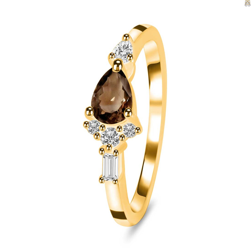 Smoky & White Topaz Ring SMY-RDR-2389.