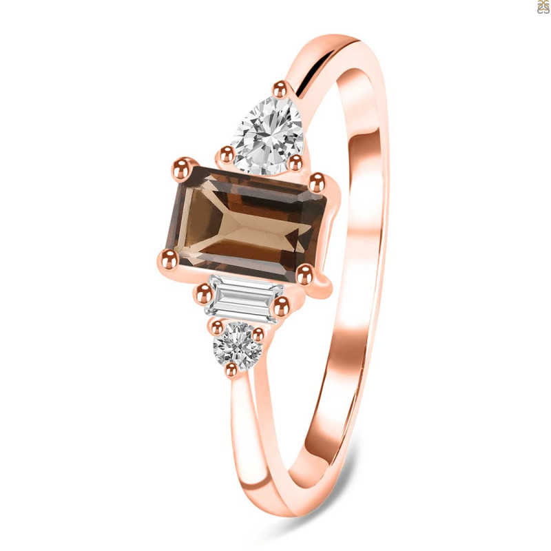 Smoky & White Topaz Ring SMY-RDR-2397.