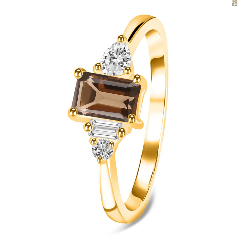 Smoky & White Topaz Ring SMY-RDR-2397.