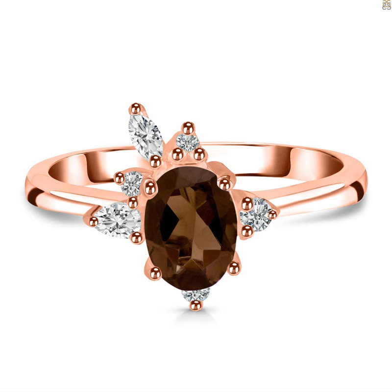 Smoky & White Topaz Ring SMY-RDR-2398.
