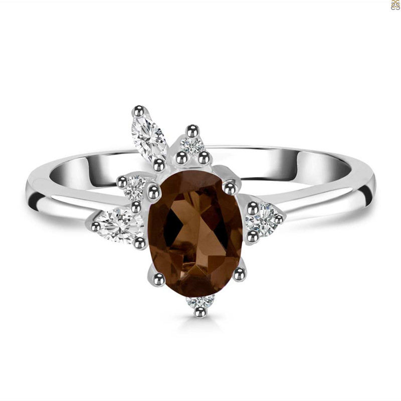 Smoky & White Topaz Ring SMY-RDR-2398.