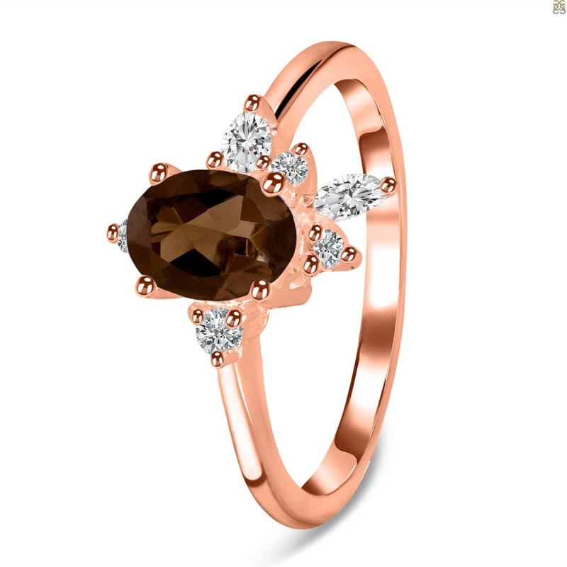 Smoky & White Topaz Ring SMY-RDR-2398.