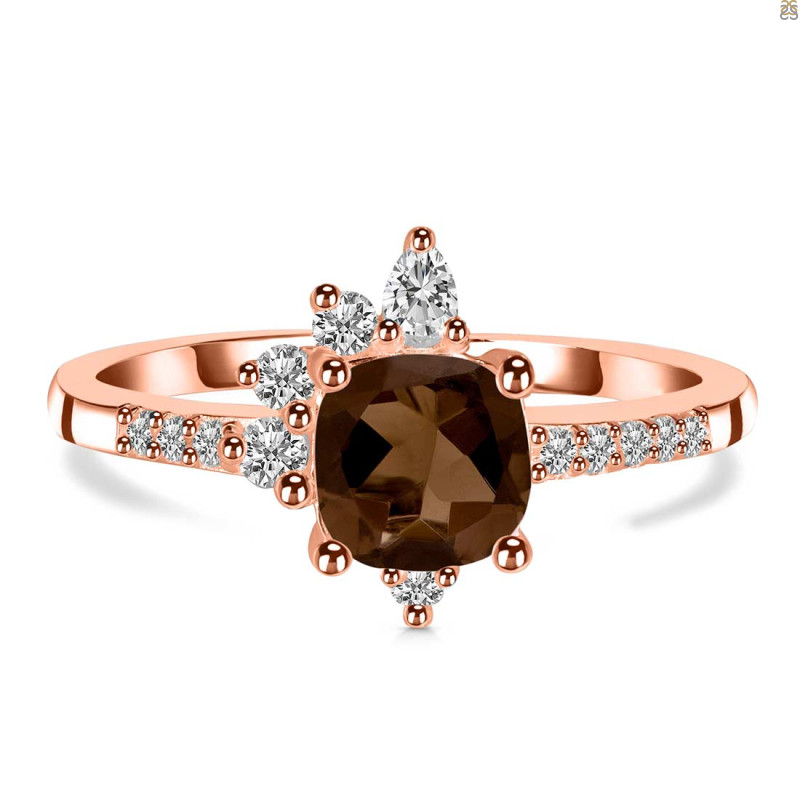 Smoky & White Topaz Ring SMY-RDR-2404.