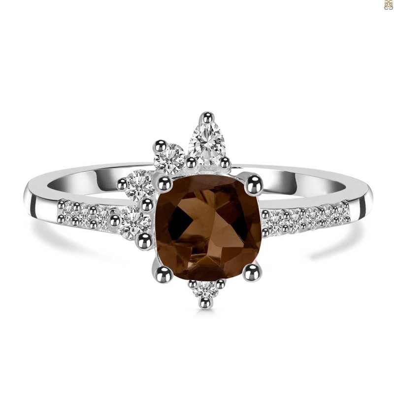 Smoky & White Topaz Ring SMY-RDR-2404.