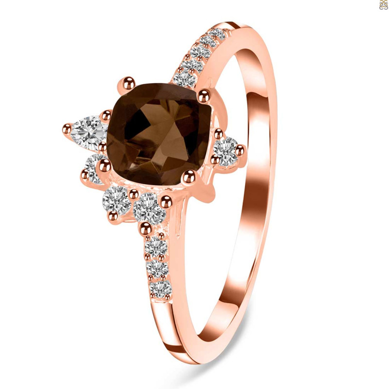 Smoky & White Topaz Ring SMY-RDR-2404.