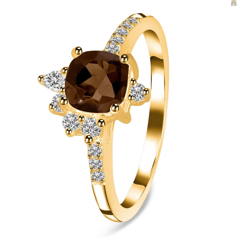 Smoky & White Topaz Ring SMY-RDR-2404.