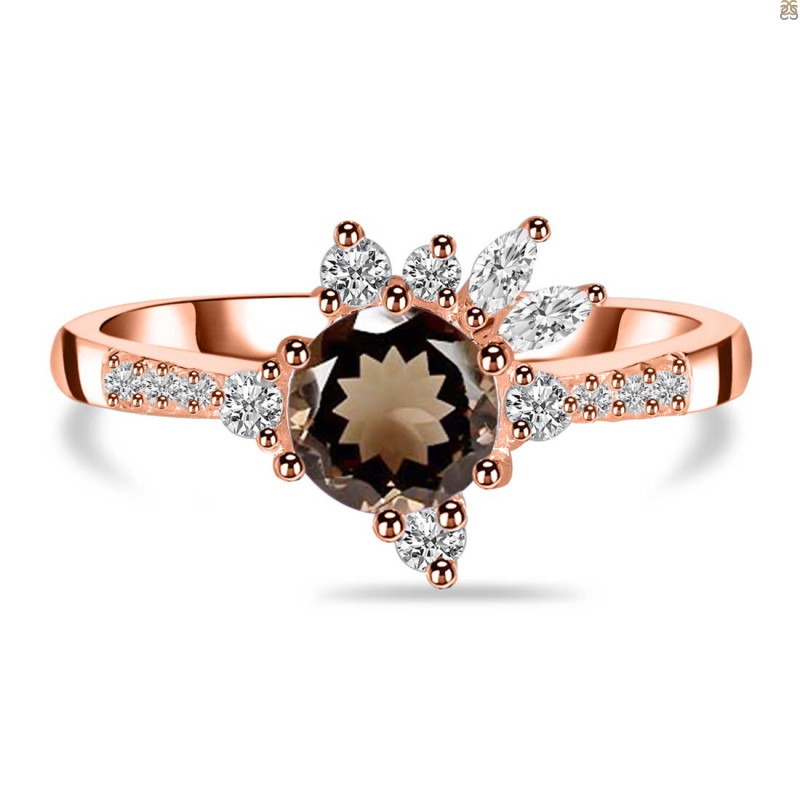 Smoky & White Topaz Ring SMY-RDR-2406.
