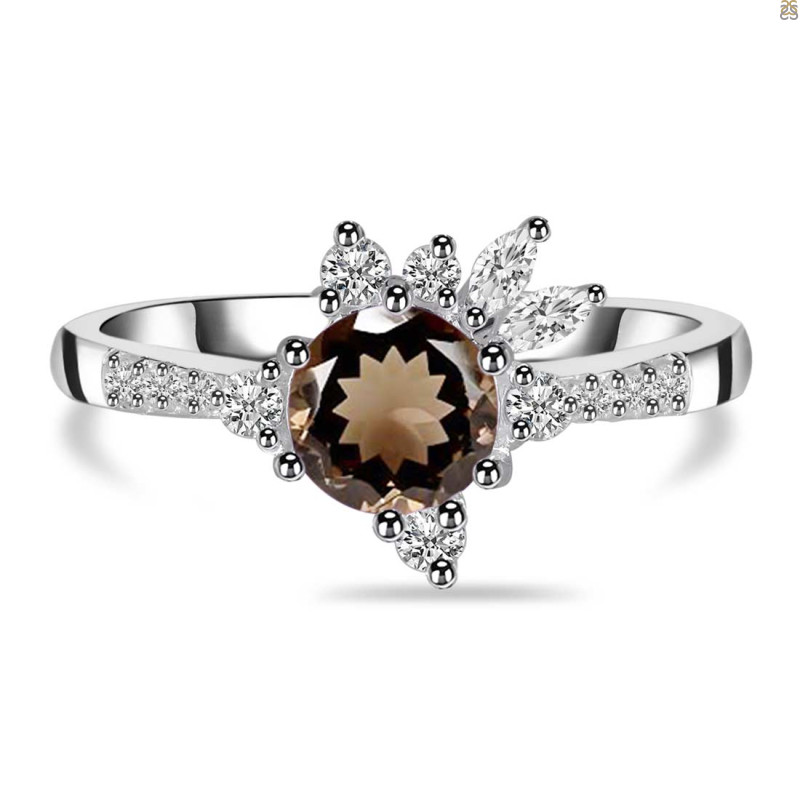 Smoky & White Topaz Ring SMY-RDR-2406.