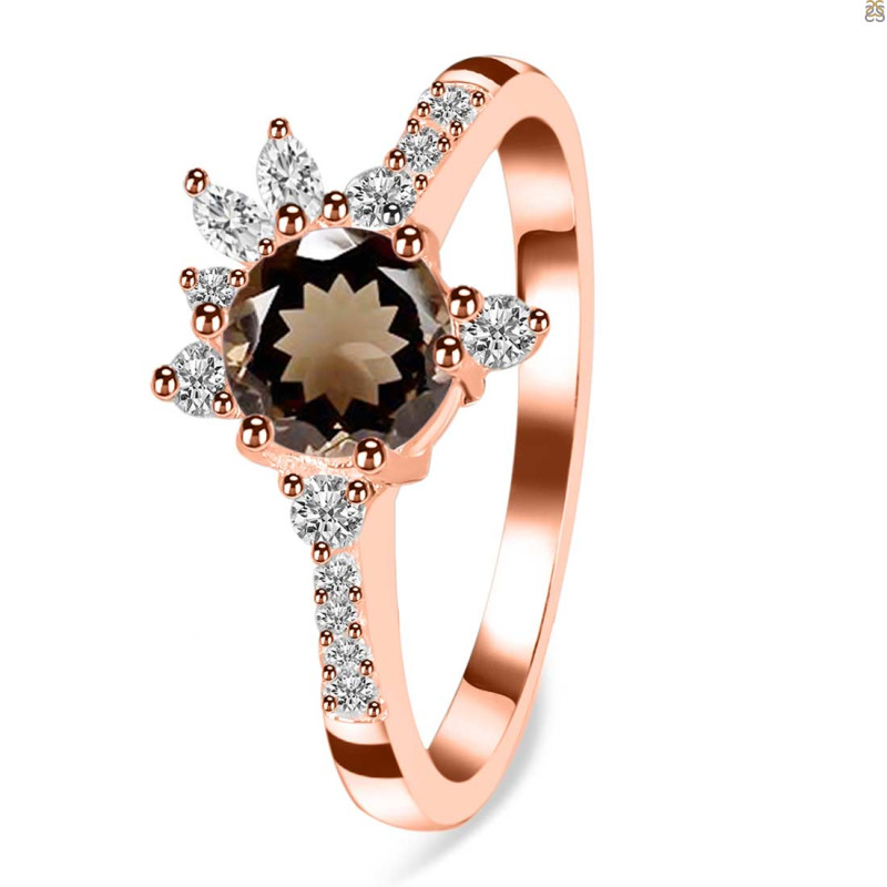 Smoky & White Topaz Ring SMY-RDR-2406.
