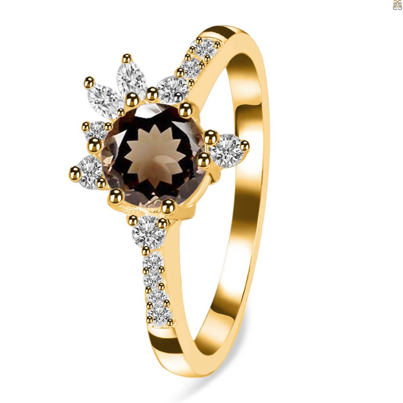 Smoky & White Topaz Ring SMY-RDR-2406.