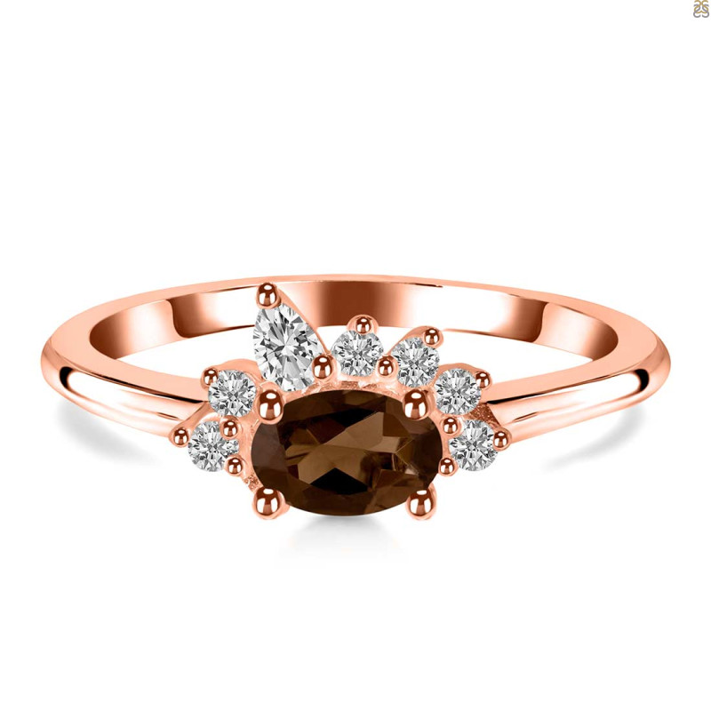 Smoky & White Topaz Ring SMY-RDR-2418.