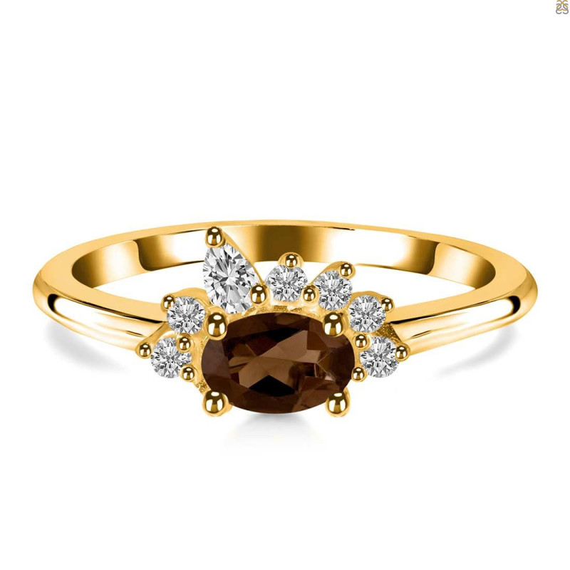 Smoky & White Topaz Ring SMY-RDR-2418.