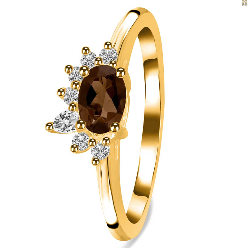 Smoky & White Topaz Ring SMY-RDR-2418.