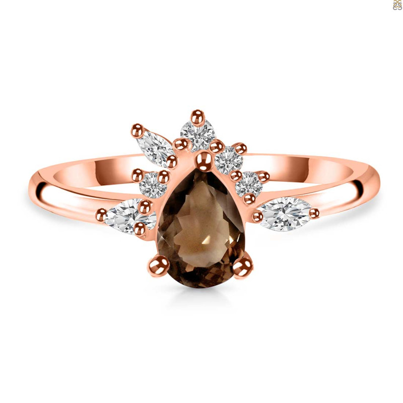 Smoky & White Topaz Ring SMY-RDR-2431.