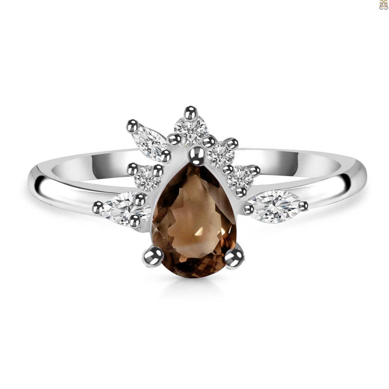 Smoky & White Topaz Ring SMY-RDR-2431.