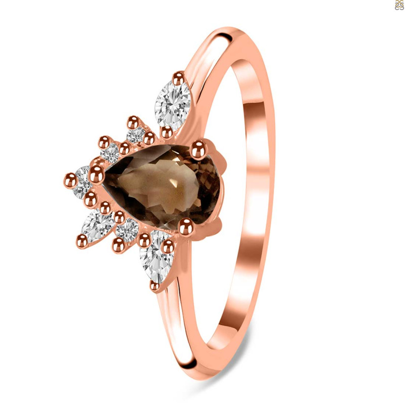 Smoky & White Topaz Ring SMY-RDR-2431.