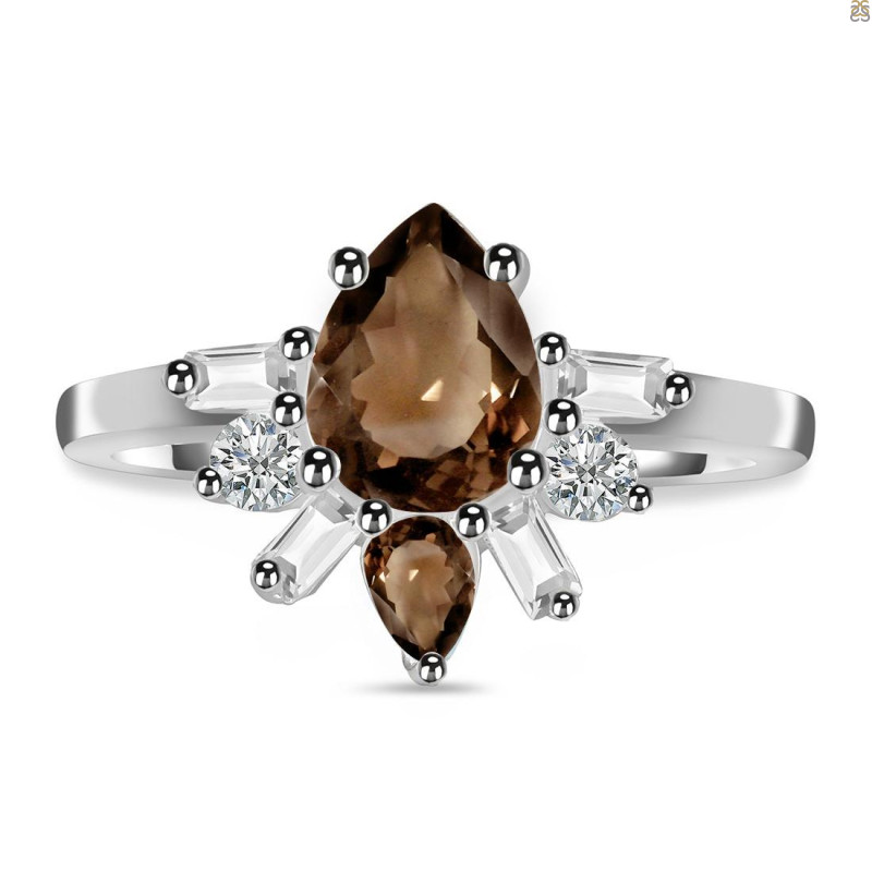 Smoky & White Topaz Ring SMY-RDR-2521.