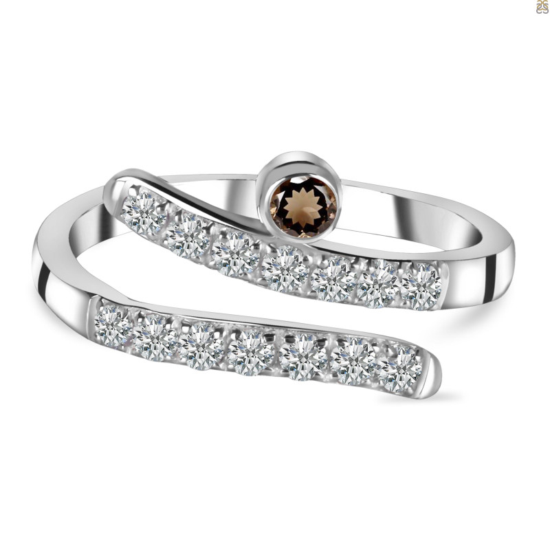 Smoky & White Topaz Ring SMY-RDR-2526.